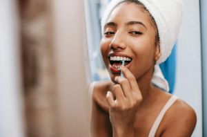 floss stuck in teeth